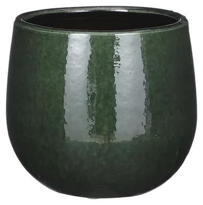 Produktbild von Mica Decorations Blumentopf - Keramik- dunkelgrun - leicht gesprenkelt- 14x12cm