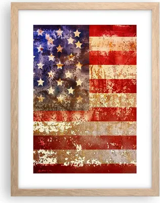 Produktbild von Gerahmtes Poster - Rahmen in heller Eiche - Amerika Flagge national patriotisch - 30x40 cm - Wand Bild - Wanddeko - Wandbilder - Wandposter - Bilderrahmen - Bilder - Kunstdruck - P2NPA30x40-3084