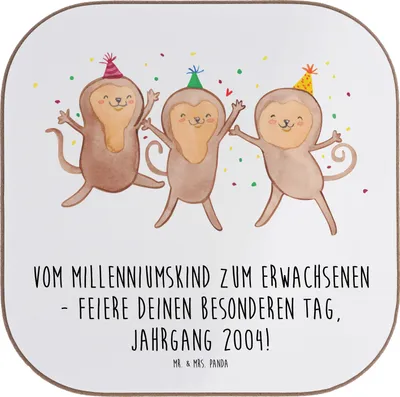 Produktbild von Mr. & Mrs. Panda Tassen Untersetzer 2004 Geburtstag - Weiß - Geschenk, Jahrgang, besonderer Tag, Alter, für Gläser, Tischuntersetzer, Tassenuntersetzer, gläseruntersetzer