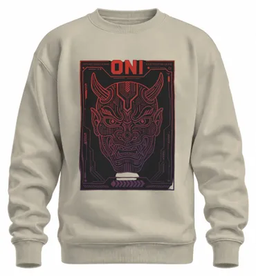 Obrázok produktu pre Mikina s kapucňou s motívom japonského démona "Oni" v cyberpunkovom štýle, s motívom "Hannya", v anime štýle, v štýle rokov 2000, prírodné farby, veľkosť XXL