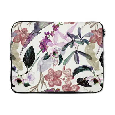 Produktbild von MuchoWow® Laptop Hülle 17 Zoll Laptoptasche Dschungel - Blumen - Vintage - Muster - Zipper - Schutzabdeckung