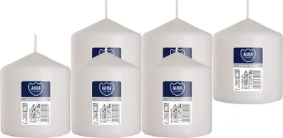 Obrázek produktu pro BISPOL cylindrická svíčka Aura 38H 9CM SW80/90 BÍLÁ 6ks.