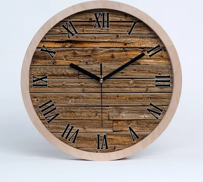 Produktbild von Holzuhr 30fi cm wanduhr - schwarze Spitzen - Holzwand