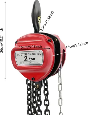 Produktbild von Handkettenzug - Kettenflaschenzug - 2 t Tragfähigkeit - 6 m Hubhöhe - G80-Kette - Manganstahl - Rot