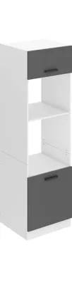 Produktbild von Belini Mikrowelle Schrank, Küchenschränke, Hochschrank Küche SSP. Mikrowellenschrank - 60 cm Breite und 204 cm Höhe. Küchenbuffet mit 2 Türen und 2 Regalen, Silber matt
