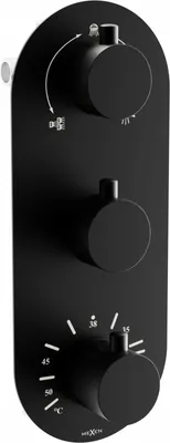 Produktbild von Mexen Kai Thermostat-Wannen-/Duschbatterie mit 3 Ausgängen, Schwarz - 77603-70