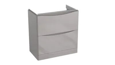 Obrázek produktu pro Skříňka pod umyvadlo se 2 zásuvkami, šedá, lesklá AUSTIN 79 x 82 x 45 cm Skříňka do koupelny s tichým dovíráním Koupelna