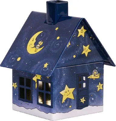 Produktbild von Crottendorfer Metall Räucherhaus Gute Nacht - Größe ca. 10cm, für Räucherkerzen Größe M (Standard) - 2196