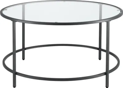 Image de In And OutdoorMatch Table basse Leila - Rond verre et métal - 45,5xØ84 cm - Noir - Design élégant