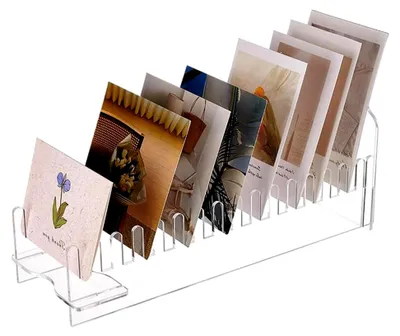 Produktbild von 1 Stück Schallplattenständer, Halter für Schallplatten, Kartenständer, Postkartenständer, Ideal zur Aufbewahrung, Schallplattenhalter, CD-Regal, Bücherständer