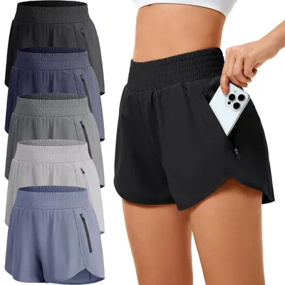 Produktbild von Sportshorts Damen - Schnelltrocknend - Trainingshose - Yoga - Laufen - Hohe Elastische Taille