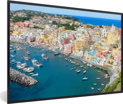 Produktbild von MuchoWow® MuchoWow® Gerahmtes Poster Boot - Haus - Wasser - Neapel 60x40 cm - Poster mit zchwarzem Bilderrahmen - Printing - Wanddeko Schlafzimmer