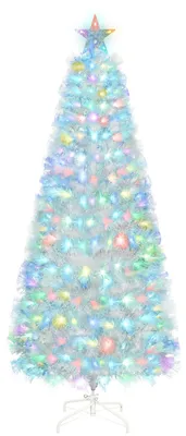 Kunst-Weihnachtsbaum 180 cm, weiß, mit LED-Lichtern, 220 Äste