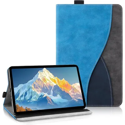 Productafbeelding van Beschermhoes voor iPad 11e generatie (2025) & 10e generatie (2022), 11"/10,9", blauw, zakelijk driekleuren ontwerp, met portemonnee en standaardfunctie
