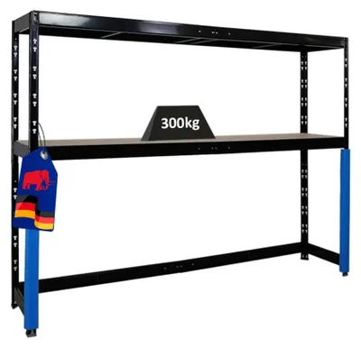 Produktbild von Garagenregal HERCULES | HxBxT 180x240x50cm | 2 Lagerebenen | Fachlast 300kg | Schwarz
