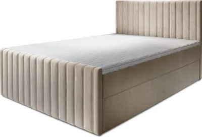 Produktbild von TRADA Boxspringbett 180x200 Roma mit Bettkästen Set Polsterbett Matratze Topper leichte Reinigung Velvet Stoff Beige
