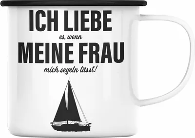 Produktbild von Trendation - Emaille Tasse für Segler Geschenke Männer Emaille Tasse Geschenkideen Zubehör Gadgeds Segeln Lustig (Schwarz)
