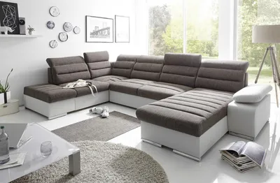 Produktbild von Couchgarnitur PASCARA U-Form mit Schlaffunktion-Grau /Ottomane Rechts