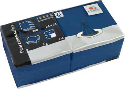Produktbild von Servietten Fasana BigPack 50 Stück | 3-lagige Papierservietten in royalblau | Serviette 1/4-Falz Größe: 33x33 cm, Dekoserviette, Prägeservietten für Serviettenhalter & Spender