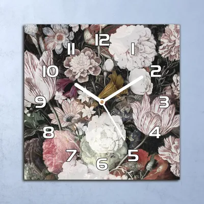 Produktbild von Deko Glasuhr Wanduhr 30x30 Blumen Kunst Vintage Quarz Küchenuhr Bürouhr
