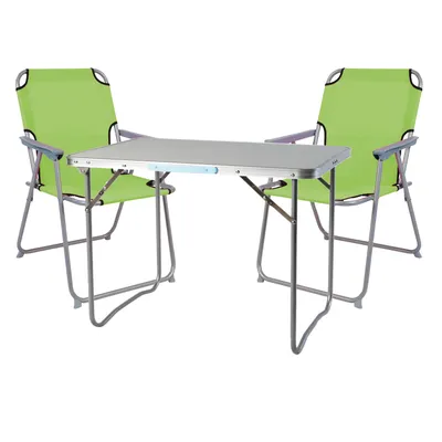 Produktbild von 3-teiliges Campingmöbel Set Alu L80xB60xH68cm Limegrün