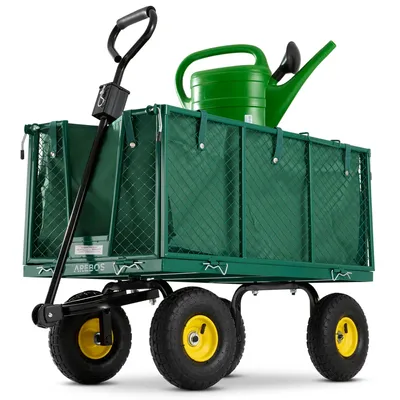 Immagine prodotto di Carrello da giardino AREBOS pieghevole | 550 kg | pneumatici e telone