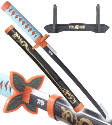 Produktbild von Anime Cosplay Mini Katana Shinobu Kocho Holzschwert Kimetsu no Yaiba Schwert Black Edition - 45 cm