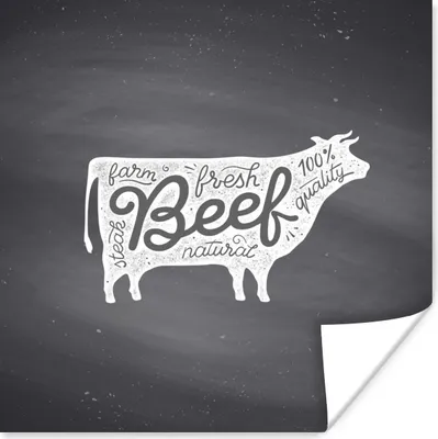 Produktbild von MuchoWow® Poster Kuh - Tier - Steak 50x50 cm - Wohnzimmerdekoration