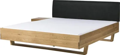 Produktbild von MASSIVMOEBEL24 Bett mit Nachttisch links Fichte 180x200x85 natur gebeizt / geölt, Kopfteil anthrazit FICHTELBERG #55