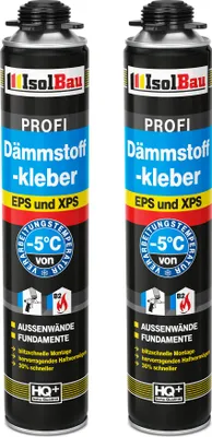 Produktbild von Isolbau B2 Dämmstoffkleber - 2 x 750 ml Perimeterkleber für EPS- & XPS-Platten - 1K PolyurethanKlebeschaum für Dämmung und Isolieren