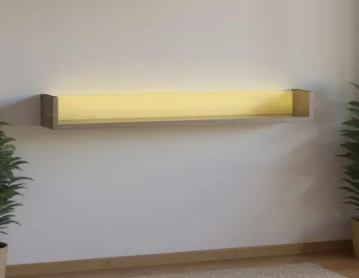 Produktbild von Jugendzimmer - Hängeregal / Wandregal Gregor 05, Farbe: Eiche Dunkelbraun / Gelb - 12 x 90 x 20 cm (H x B x T)