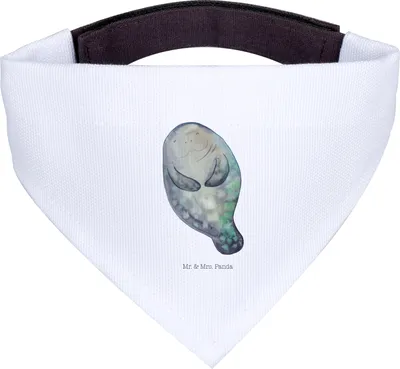 Produktbild von Mr. & Mrs. Panda Halstuch Seekuh Happy - Weiß - Geschenk, Selbstliebe, Liebeskummer, Achtsamkeit, Tuch, Hunde Bandana, Meer, Hund, Neustart, Hunde-Halstuch, Neuanfang