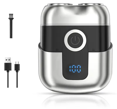 Produktbild von Mini Rasierer Herren Elektrisch Tragbar Elektrorasierer mit LED-Anzeige USB Wiederaufladbare Nass Dry Magnetischer Rasierer für Zuhause Auto Reisen