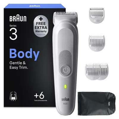 Produktbild von Bodygroomer Series 3 Kabelloser Körperrasierer Herren BG3575 Grau + 6 Aufsätze
