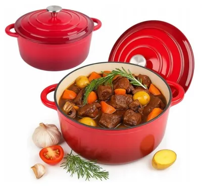 Produktbild von Krisberg Gusseisen-Emaille-Topf 4,2L 24cm Induktion mit Deckel