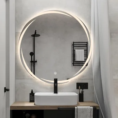 Produktbild von Badezimmerspiegel rund 60cm hinterleuchtet beschlagfrei Veski L