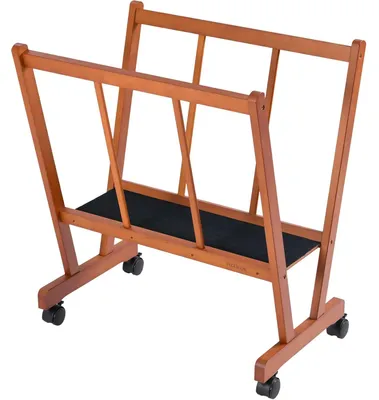 Zdjęcie produktu dla MEEDEN Stojak drewniany z kółkami do 119cm orzech włoski