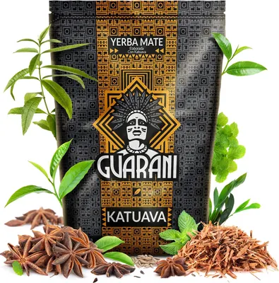 Produktbild von Guarani - Mate Tee Katuava 500g - Mit Catuaba, Minze - Rauchig Viel Staub - Natürliches Aphrodisiakum - Intensive Yerba Mate - Paraguay