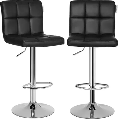 Produktbild von Barhocker-Set, 2er-Set, schwarzes Kunstleder