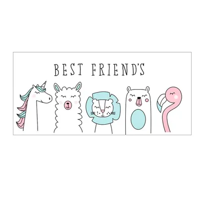 Produktbild von Best Friends - Badehandtuch, 70x140 cm, Flamingo/Lama/Einhorn