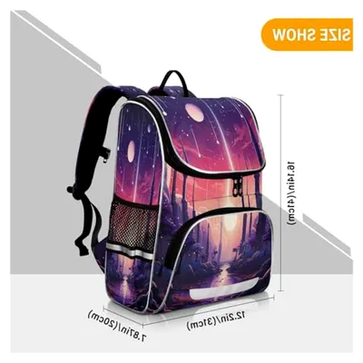 Produktbild von Rucksack mit Raketen-Weltraumdesign, große Büchertasche für Schüler