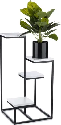 Obrázok produktu pre HowHomely 4 poschodový stojan na rastliny - Krok na rastliny 79 cm H - Lavièka s bielymi kvetmi
