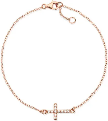 Produktbild von Rosé-vergoldetes JEWLIX 925 Silberarmband Kreuzanhänger SB0118