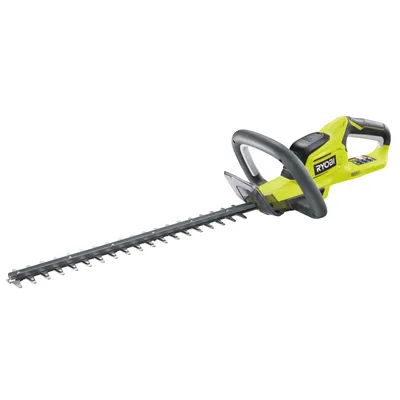 A Ryobi hedge trimmer is shown against a white background.