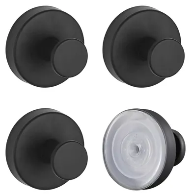 Produktbild von 4 Saugnapfhaken, extra starke Saugnäpfe, Bademantelhaken, schwarze Saugnäpfe, Saugnapfhaken mit Gewinde, Handtuchhaken, für Badezimmer, Küche, Büro (schwarz)