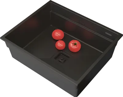 Produktbild von Granitan | Granitspüle EPIR 60 - Schwarz - Einbau- und Unterbauoption - Quadratischer Syphon