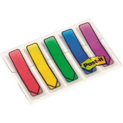 Produktbild von Post-it Haftstreifen Index Pfeile Maße: 11,9 x 43,2 mm (B x H) Farbe: 1 x rot, 1 x blau, 1 x gelb, 1 x
