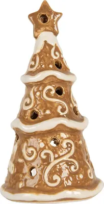 Zdjęcie produktu dla Clayre & Eef świecznik na lampki choinkowe Ø 8x15 cm brązowy ceramiczny