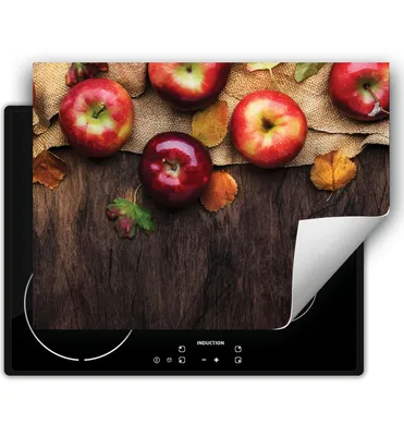Produktbild von DarHaus Herdabdeckplatte 70x52 cm Anti Rutsch Matte Aufrollbar, holz - Äpfel