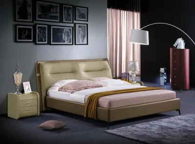 Produktbild von Lederbett Doppelbett Schlafzimmer Samt Betten Bettgestell Nachttisch 3tlg Set